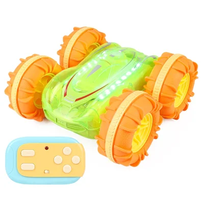 JC014 2.4G Remote Control Stunt Car Amphibious Vehicle Gift with 7 Color LED Lights (CE / CPC / EN71 / ASTM / CPSIA Certified) - Transparent Green