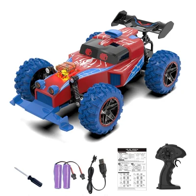 Q217 Style B 2.4G RC Car Remote Control Off Road High Speed Drift Racing Vehicle with LED Light, Dual Battery - Red
