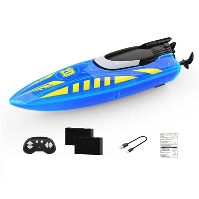 V777 Brinquedo de Barco Acrobático com Controlo Remoto 2.4G para Crianças, Barco RC Elétrico de Alta Velocidade com Luz LED RGB, com 2 Baterias - Azul