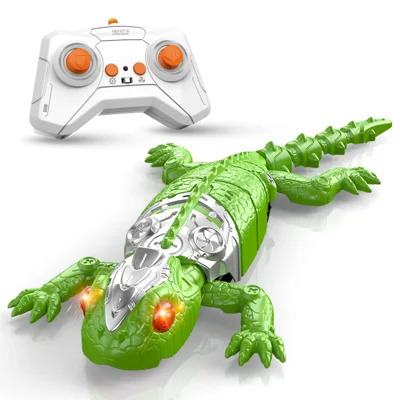 Jouet Télécommandé Lézard Grimpeur Mur avec Yeux LED Rotation 360 Degrés Cadeau pour Enfants - Vert