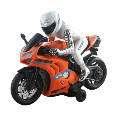 UJ99-MT06 1:8 Scale RC Motorcycle 2.4GHz Remote Control 360° Rotate LED Lights Sound Motorbike RC Toy for Kids - Orange
