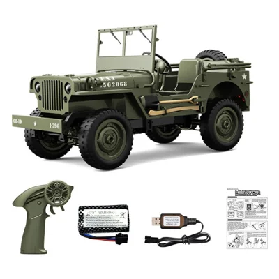 C8815 1:10 Scale RC Military Jeep 4WD Off-Road Vehicle 2.4G Remote Control LED Lights Climbing Car for Outdoor - Army Green