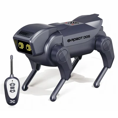 Cão Robô com Controlo Remoto 1028K Brinquedo Eletrónico Mecânico com Luz LED - Preto