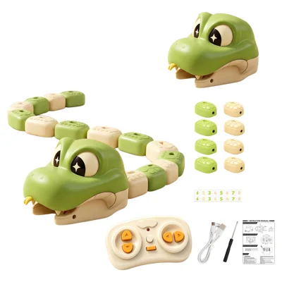 Magnetic Snake Game Toy Remote Control Interactive Battle RC Car with Magnetic Absorption Modular Design - Green