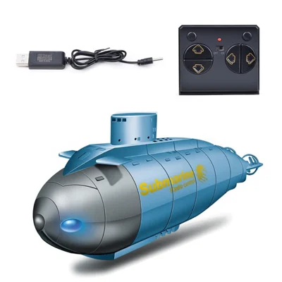 777-586 Bezprzewodowy łódź podwodna RC z 6 kanałami 2,4 GHz z diodami LED elektryczna mini łódź podwodna - niebieska