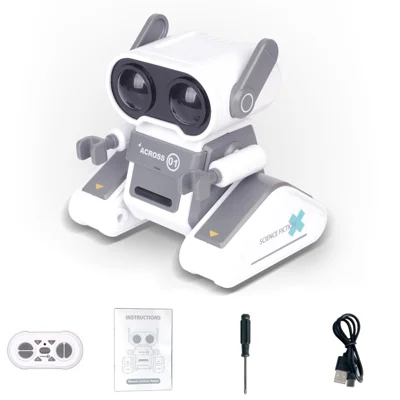 JYX01 2.4G Remote Control Driving Robot Smart RC Robot Kids Toy with Music and Light - Grey+White