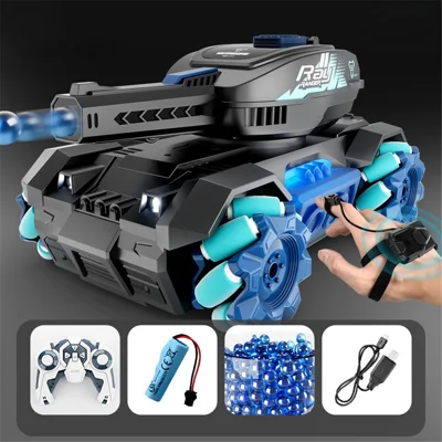 4DRC Y1 Remote Control + Watch Gesture Control RC Tank Water Bomb Stunt Car for Adult Kids, with 1 Battery - Blue
