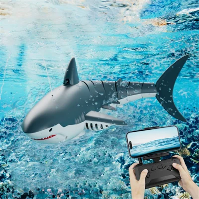 4DRC S6 Bionic Remote Control Shark Spray Water Toy with Camera Electric Megalodon RC Toy, 2 Batteries