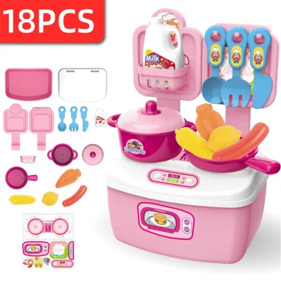 Children's Pretend Toys Dining Table Dressing Table Medical Tools Storage Box Set Educational Toys - Kitchen Tools