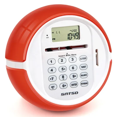 Smart Coin Bill Recognizing Piggy Bank for Kids Automatic Counting Money Box (USD Version) - Red