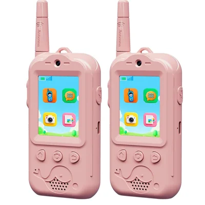 XM301 1 Paar Dual-Lens Kinder-Video-Funkgerät Wireless Visual Communication Spielzeug 4 Stimmenverzerrer Kinder Geschenk mit HD-Display für Innen- und Außenbereich - Pink