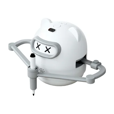 SW-200 Robot Disegnante Intelligente per Bambini, Giocattolo Educativo con 100 Schede e Set di Matite Colorate, Regalo per Bambini - Grigio + Bianco