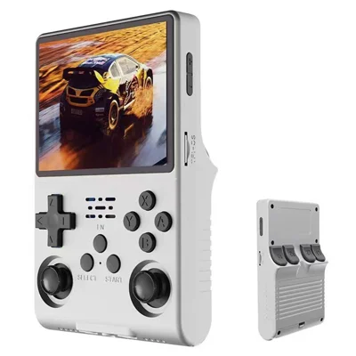 R40S PRO Handheld-Spielkonsole mit 10+ Emulatoren, 3,5-Zoll-HD-Bildschirm, Retro-Gamepad, 256 GB Speicher – Weiß