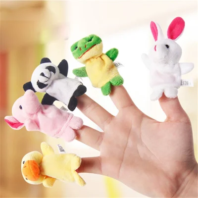 10 Pieces Different Cartoon Animal Finger Puppets Velvet Dolls Kids Educational Toys