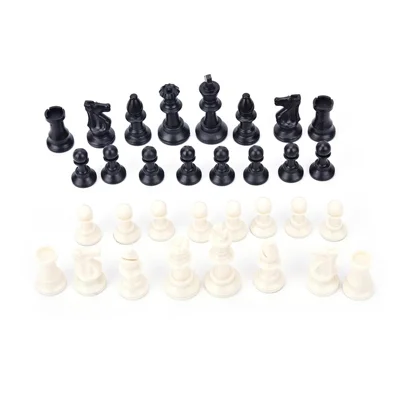 32Pzs/Juego Piezas de Ajedrez Medievales Staunton Torneo Negro y Blanco Plástico Completo Chessmen