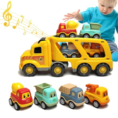 Children Toy Friction Powered Cars Push and Go Trucks Kids Gift Mini Vehicles Set - Multi-Color