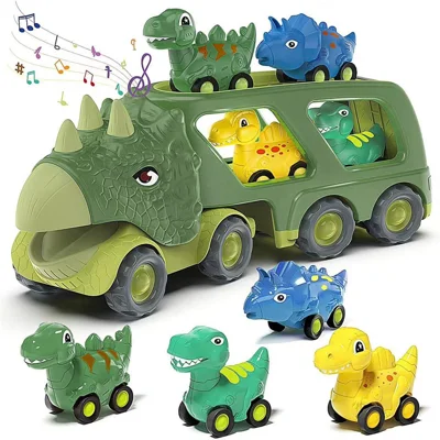 Sound Light Design Kids Dinosaur Shape Car Toy Gifts Set Vehicle Playset Push to Slide