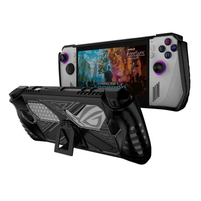 For Asus ROG Ally (2023) Handheld Gaming Console Protective Case Soft TPU Cover with Stand - Black