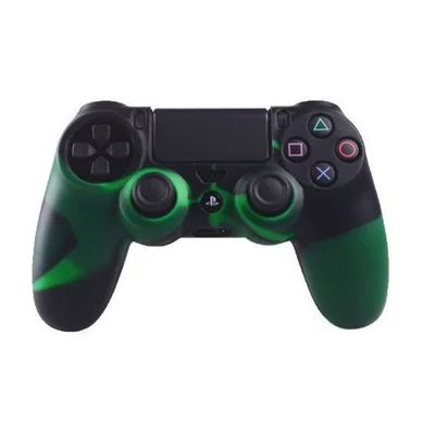Ручка Камуфляж Силиконовая Крышка Для Sony PS4 - Черный / Трава Зеленый