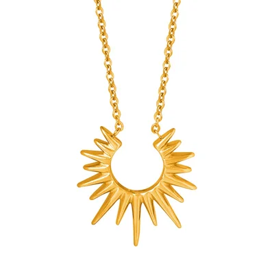Geometric Sunburst Titanium Steel Gold Plated Necklace Fashion Versatile Unique European Style