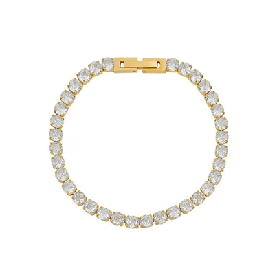 European Style Titanium Steel Bracelet Fashion Zircon Elements Luxury Jewelry 17cm Length - Gold