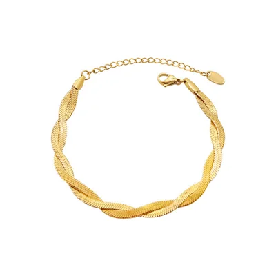 E004 Cross Bracelet Stainless Steel PVD Plating Blade Minimalist Chain for Daily Wear Business - Gold