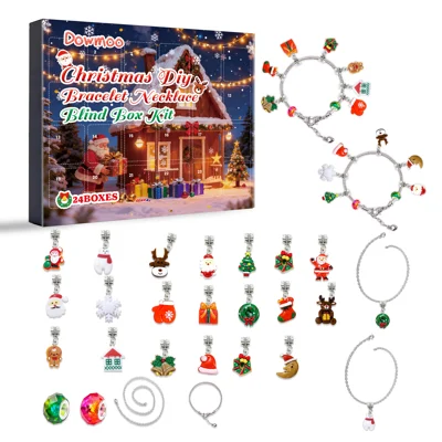 DOWMOO 24PCS Weihnachts-DIY-Schmuck-Blind-Box-Set Geschenkarmband Halskette Herstellung Kit Charms Handwerkszeug - 1 Set