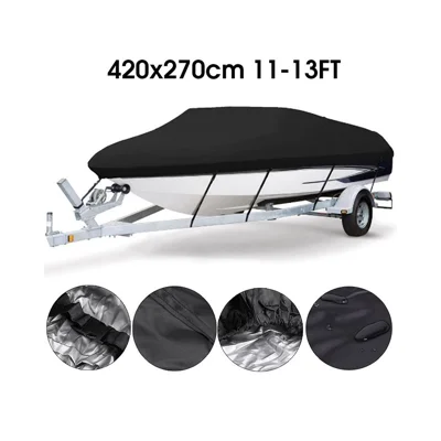 210D Waterproof Boat Cover Heavy Duty Marine Grade for Trailerable Runabout UV Protection - 11 - 13FT