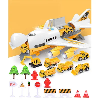 Kids Toy Car Plane Set Alloy Police Engineering Car Model Bus Truck Car Construction Toy - Engine Series