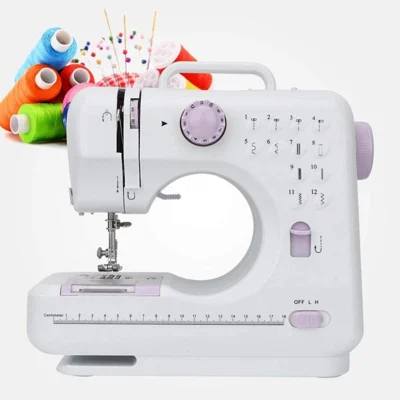 505A Mini Sewing Machine Portable Handheld 12 Stitch Patterns 8 Layer Sewing for Home Use