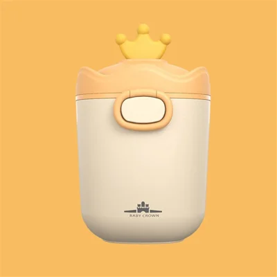 Crown Shape Baby Milk Powder Box Portable Large Capacity Milk Powder Container Food Storage Box - Size: L/Yellow