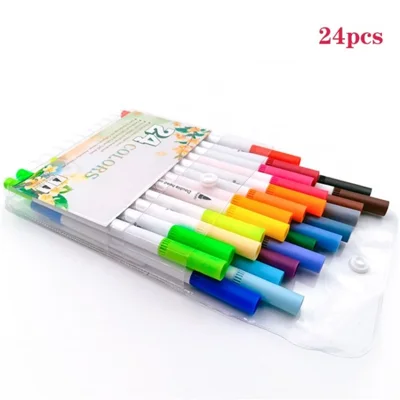 Double-headed Marker Pen Watercolor Pen Set Stationary Art Accessories - 24Pcs
