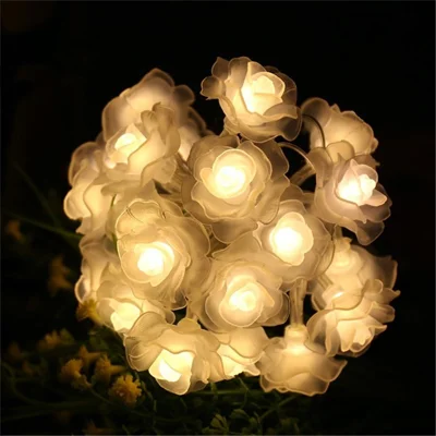 Rose Flower Bulb 20-LED Solar String Lights Outdoor Garden Fairy Lamp Decor - Warm White