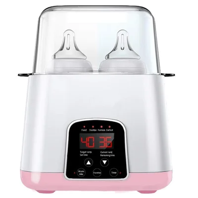 Baby Bottle Warmer 4-in-1 Multi-functional Milk Heater Steam Sterilizer - Pink / US Plug