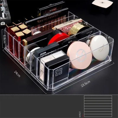 Clear Acrylic Cosmetic Storage Drawer Makeup Jewelry Storage Case Lipstick Eye Shadow Organizer Case - Detachable L Size/8 - grid