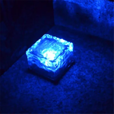 LED Solar Rock Light Waterproof Path Garden Ice Cube Brick Lamp - Blue//S Size