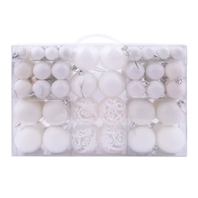 100Pcs / Box Christmas Tree Balls 3-6cm Diameter Round Ball Pendant Xmas Gift Party Decor - White