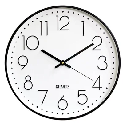 12-inch Wall Clock Battery Operated Non-Ticking Silent Quartz Quiet Movement - Black/White