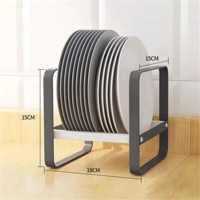 Plate Holder Bowl Organizer Upright Metal Dish Storage Dying Rack - Size: L