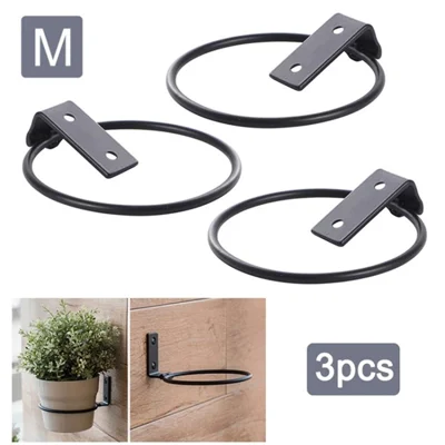 3Pcs Wall Planter Holder Flower Pot Holder Iron Folding Bracket Metal Flower Pot - Size: M