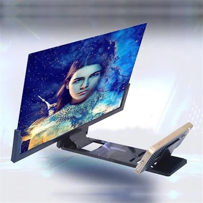 14-inch 3D Magnifier Screen Enlarger HD Movie Video Amplifier Stand for Phones - Black