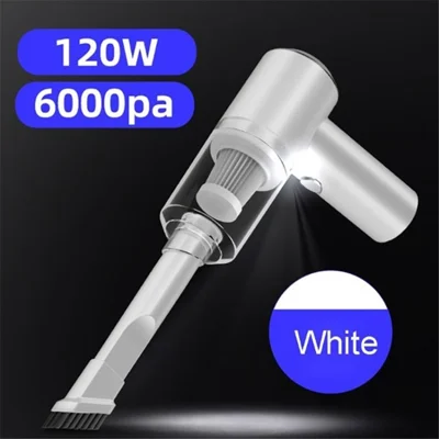 6000Pa 120W Cordless Car Vacuum Cleaner Powerful USB Rechargeable for Car Home Office Pet Hair - White