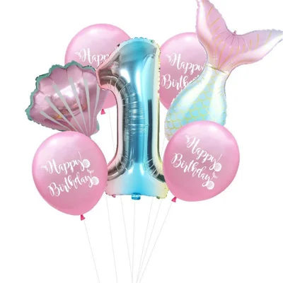 Födelsedagsfest Sjöjungfru Ballongarland Set för Barn Baby Shower Dekoration Havstema Dekoration - Rosa/1