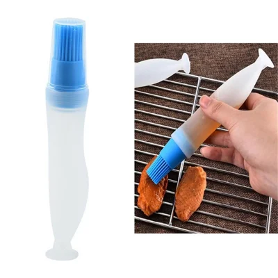BBQ Oil Brush Bottle Silicone Kitchen High-temperature Resistant Barbecue Toothbrushes Sauce Spreader  -  Blue