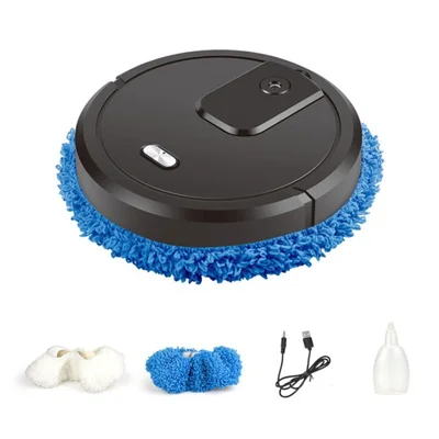 Smart Robot Mop Cleaner Wet Dry Floor Cleaning Machine with Spray Function for Home Use - Black