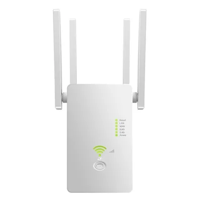 AC 1200M 5G & 2.4G Dual Band WiFi Extender Repeater Router Wireless Signal Booster - White / US Plug