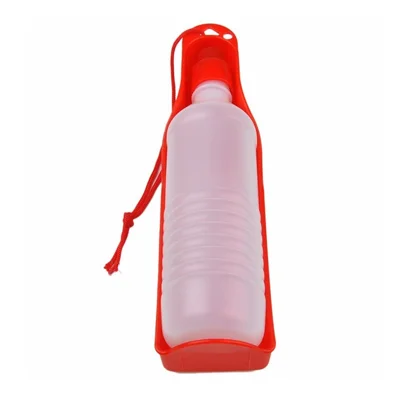 750ml Pet Dog Water Bottle Feeder Portable Travel Drinking Bottle - Red