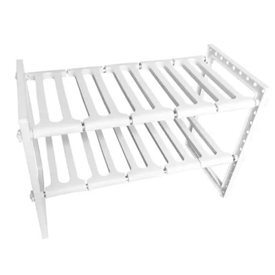 Adjustable Kitchen Storage Rack Cabinet Shelf Non-Skid Spice Rack Kitchen Utensils Organizer - White