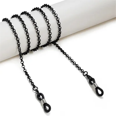 Face Mask Chain Alloy Sunglasses Chain Holder Eyeglasses Strap Mask Lanyard Cord Necklace - Black