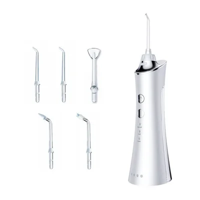 CE/FDA Certified Water Flosser Cordless Dental Oral Irrigator for Teeth Cleaning Flosser, 3 Modes 5 Jet Tips - White